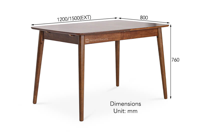 The dimensions of the Elie Extendable Dining Table.