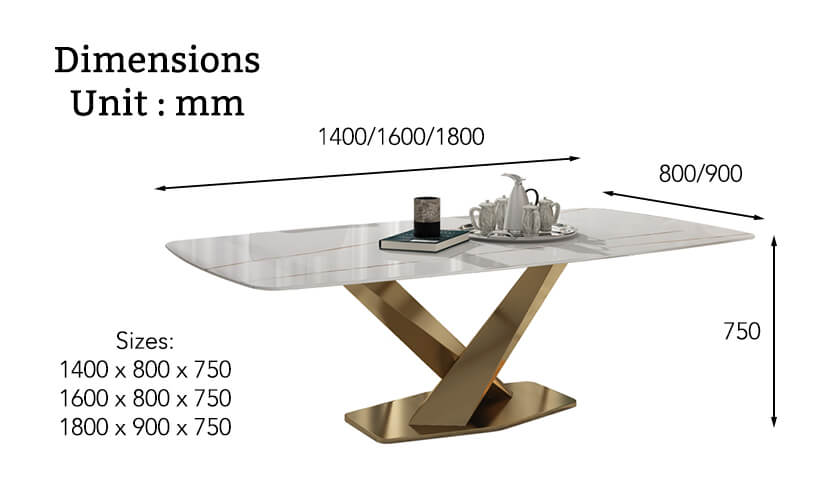 Kyra dining table dimensions