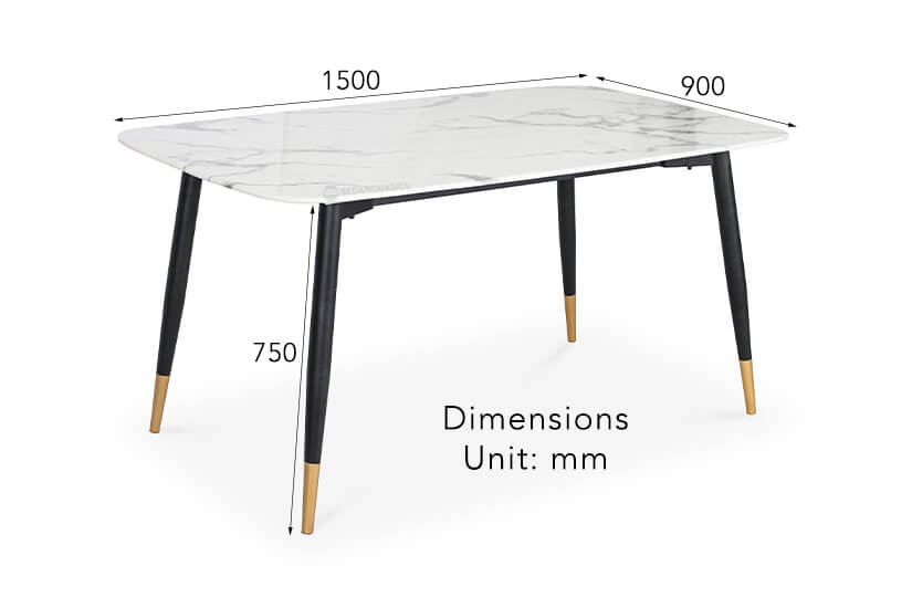 The dimensions of the Marion Dining Table.
