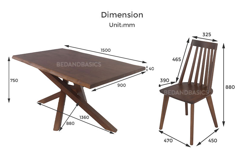 dimensions of the Odette Dining Table Set