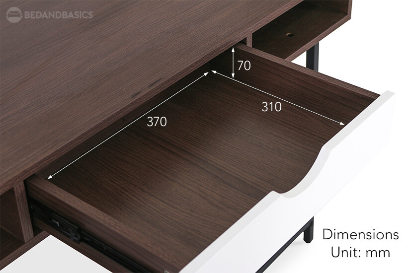 The pull-out drawer dimensions of the Raphael study table.