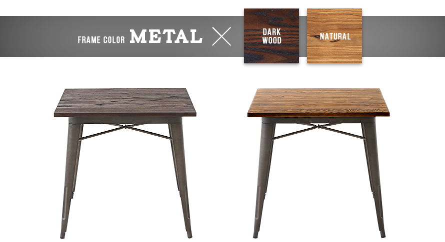 metal color frame x dark wood and natural pine wood