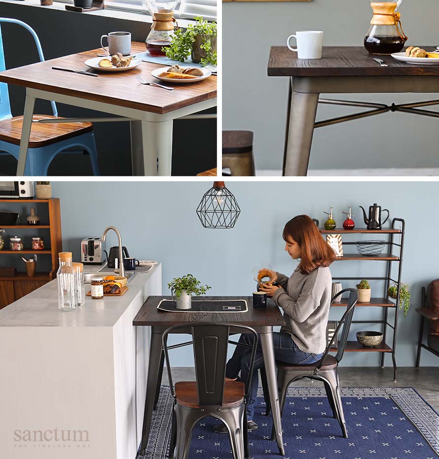 A collage of photos of the Sanctum 2 seater table