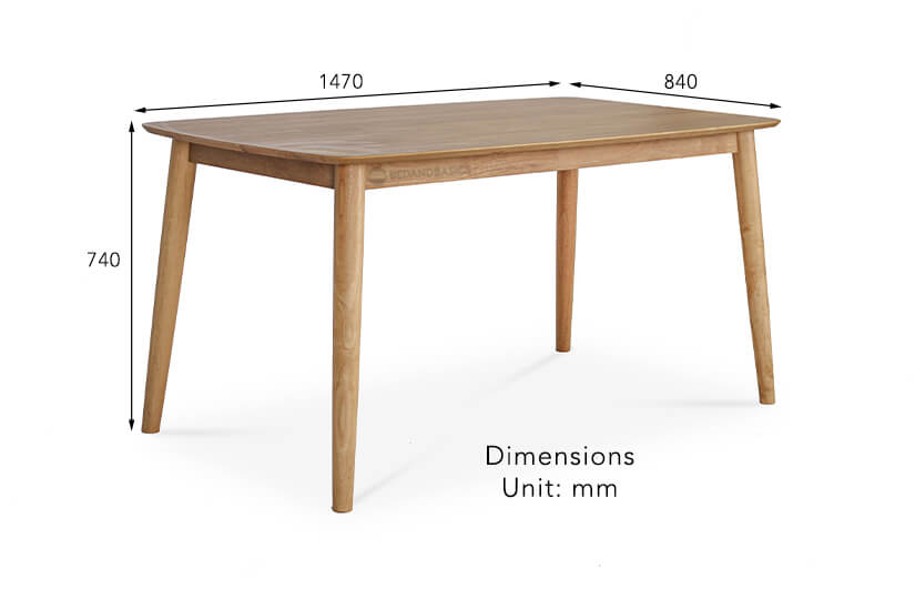 The dimensions of the Sharon Dining Table.
