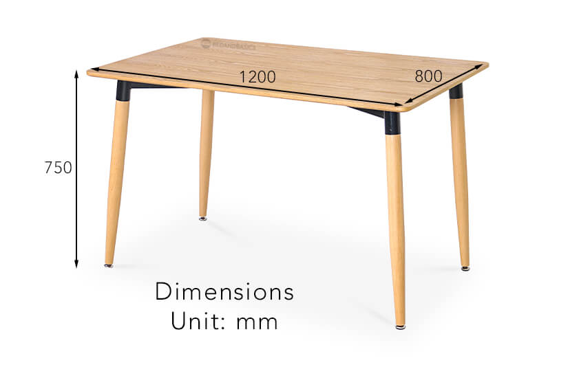 The dimensions of the Simon Dining Table.