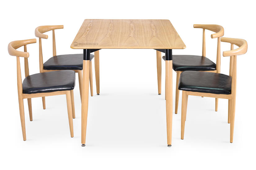 Choose Set 2 for one table and four chairs, all of which offers comfort and a warm glow.