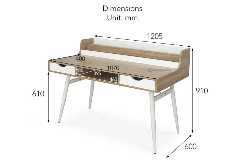 The overall dimensions of the Vaph study table