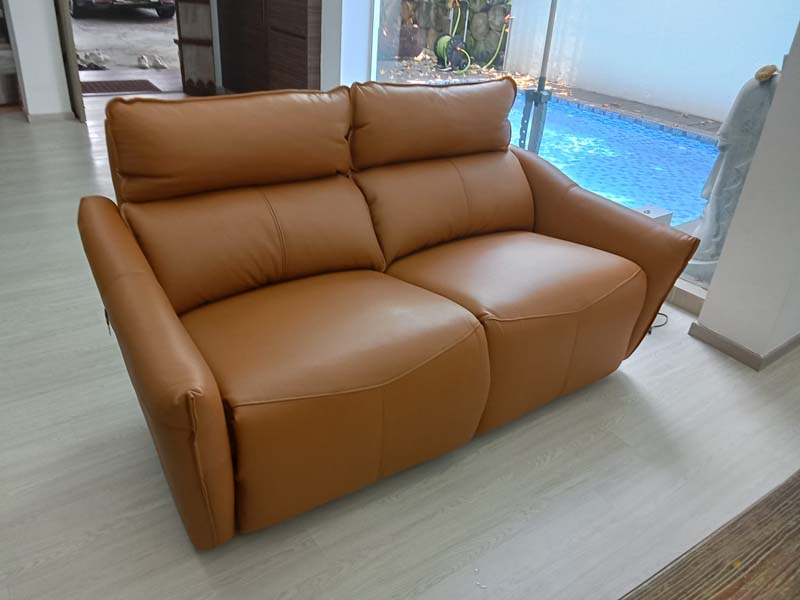 Bush 2 Seater Electric Recliner Sofa in Caramel Brown (T12 Thick Leather) color.