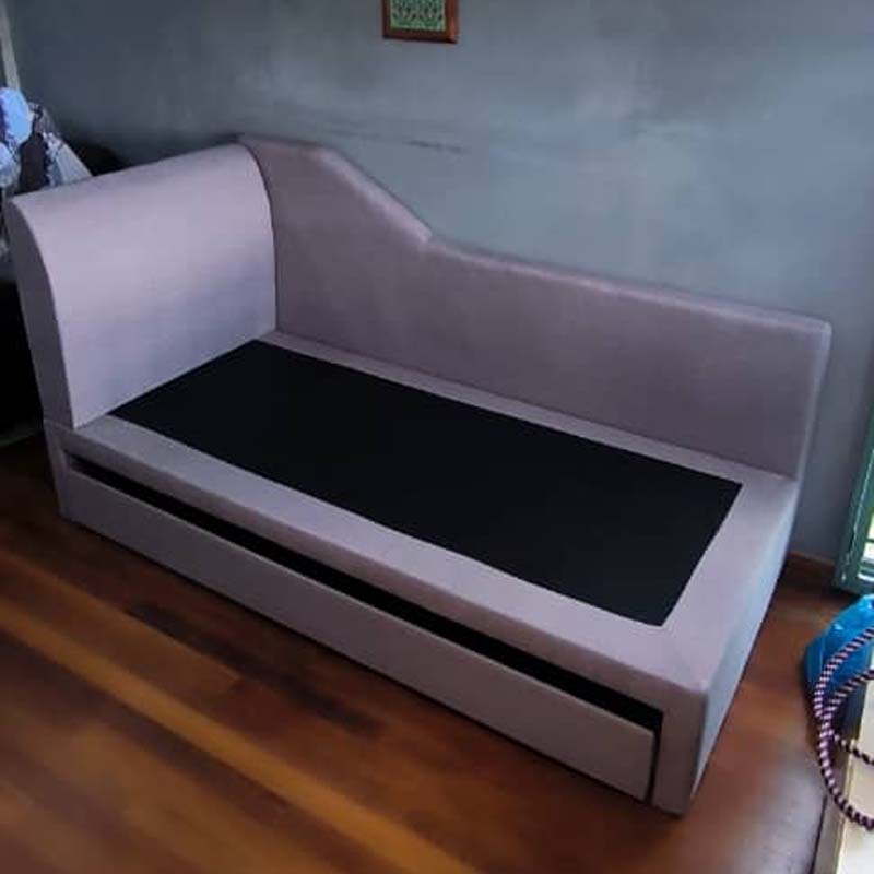 The Emmalyn Fabric Pull Out Bed Frame in single size, Light Grey.