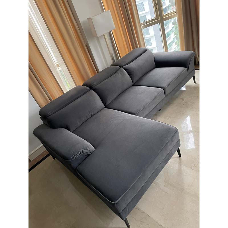 The Hector L Shape Sofa customized to Graphite Grey (Perfab B-14) pet-friendly fabric.