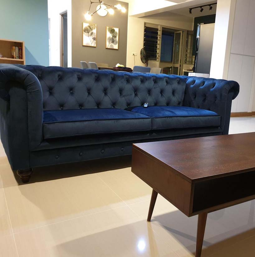 I am pleasantly surprised that the sofa is so beautiful and well made. It looks exactly as in the pictures! The legs of the sofa looks so luxe. For the price, it is definitely a worthy investment.
