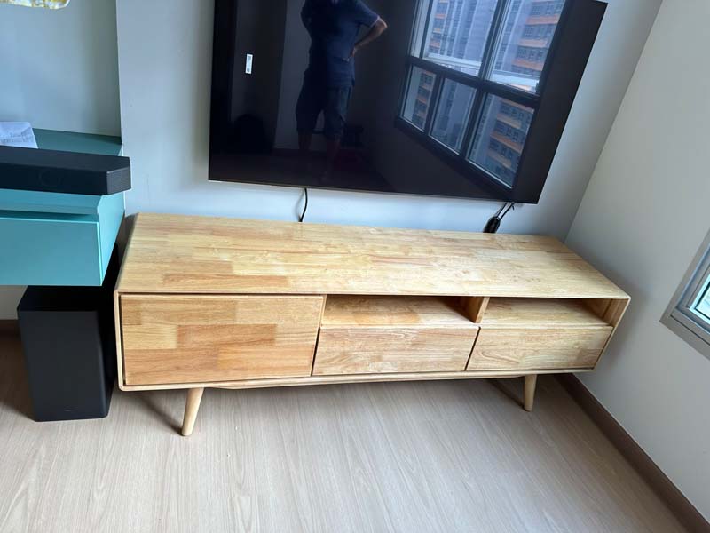 The Maisy Solid Wood TV Console in Natural color.