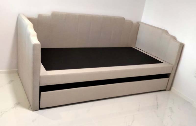 The Marlin Fabric Daybed Pull Out Bed Frame in White.
