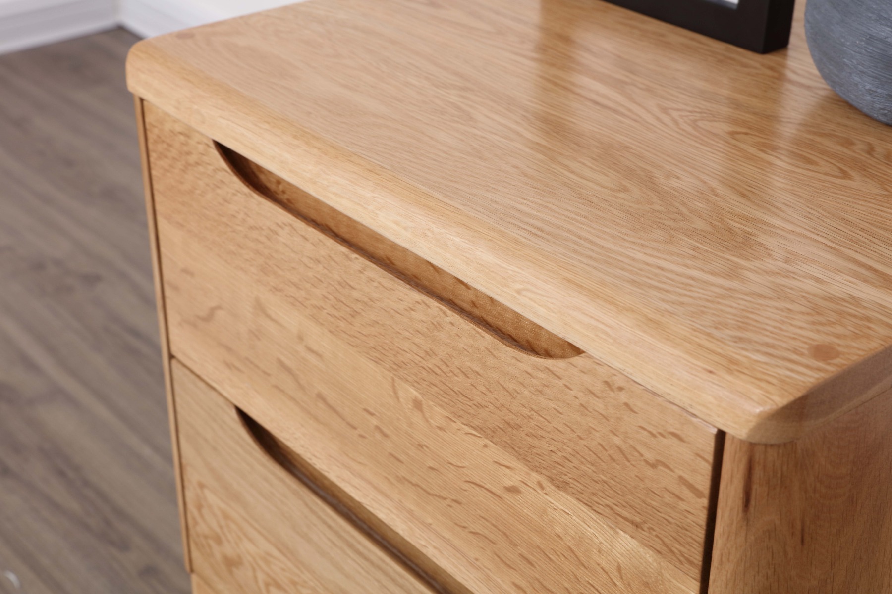 Beautiful, natural wood grains and a chamfered front edge.