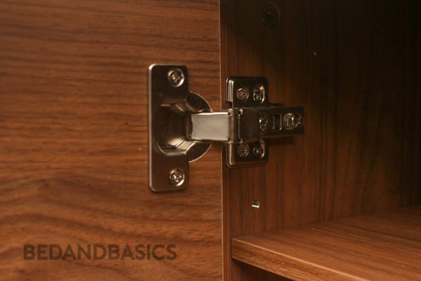 All around wood grain texture even in the interior of the cabinets. Secured with metal hinges for smooth opening and closing of the doors. 