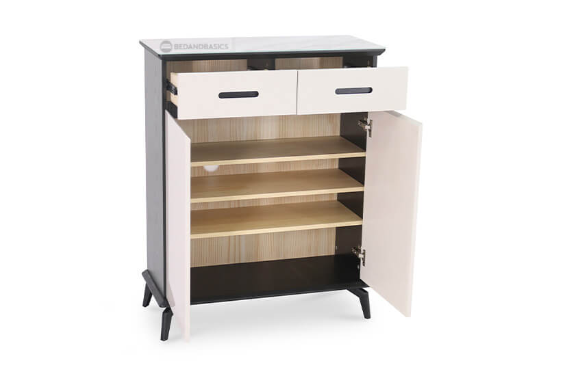 Ample storage space. Large compartment. 3 shelves.  