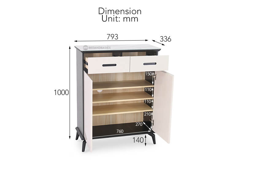 Issie Shoe Cabinet overall dimensions.