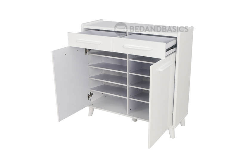 The drawers provides additional space. From socks to shoelaces, create an intuitive storage system with this cabinet.