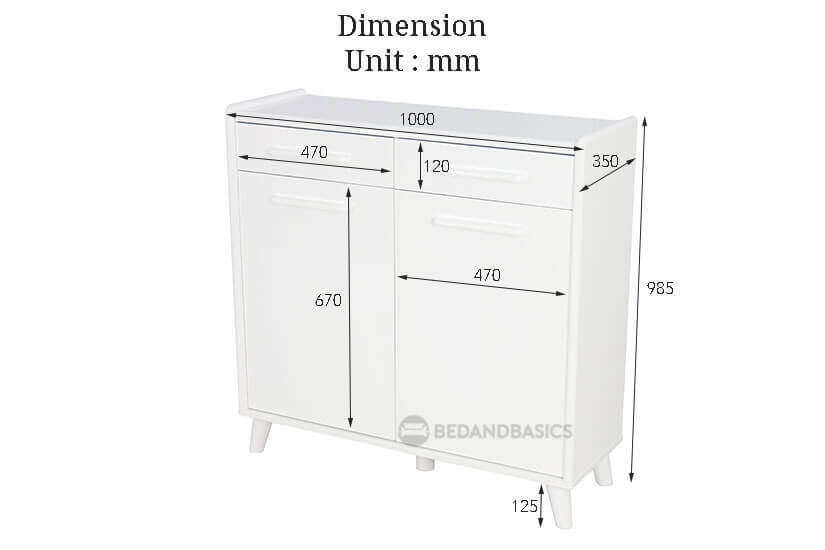Internal dimensions of the Kimberly shoe cabinet. Bedandbasics.sg is the best online furniture store in Singapore (SG).