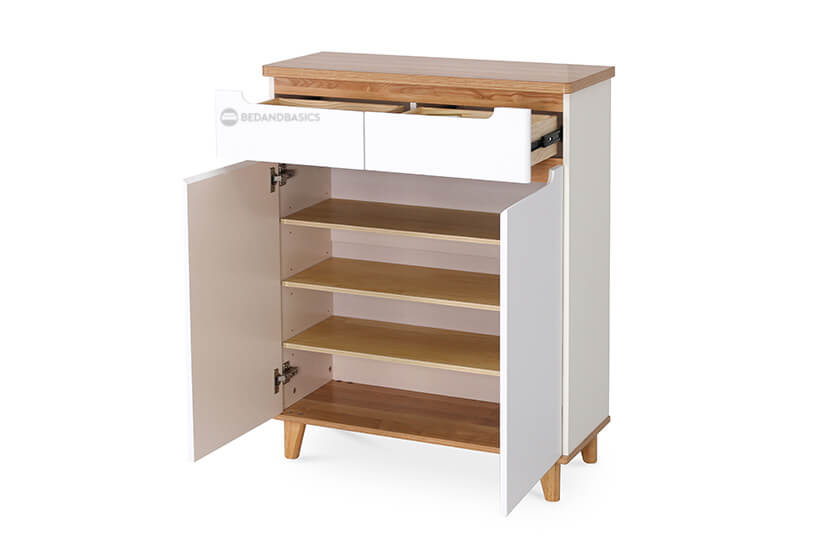 Ample storage space with 2 drawers and adjustable shelving storage space.