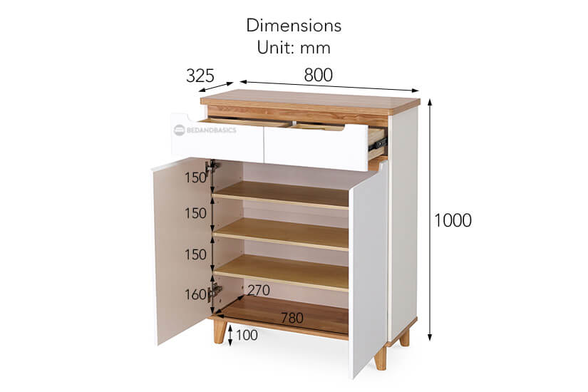 The dimensions of the Kozue Shoe Cabinet for living room in Singapore (SG).