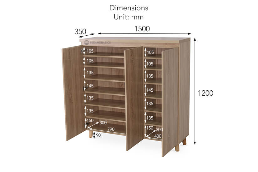 Latham Shoe Cabinet overall dimensions.