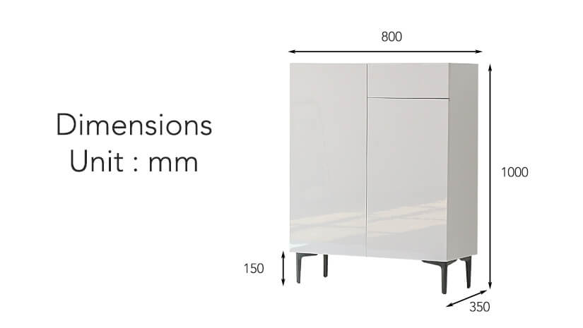 The dimensions of the Lena Shoe Cabinet.
