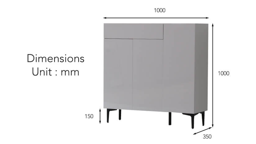 The dimensions of the Lexis Shoe Cabinet.