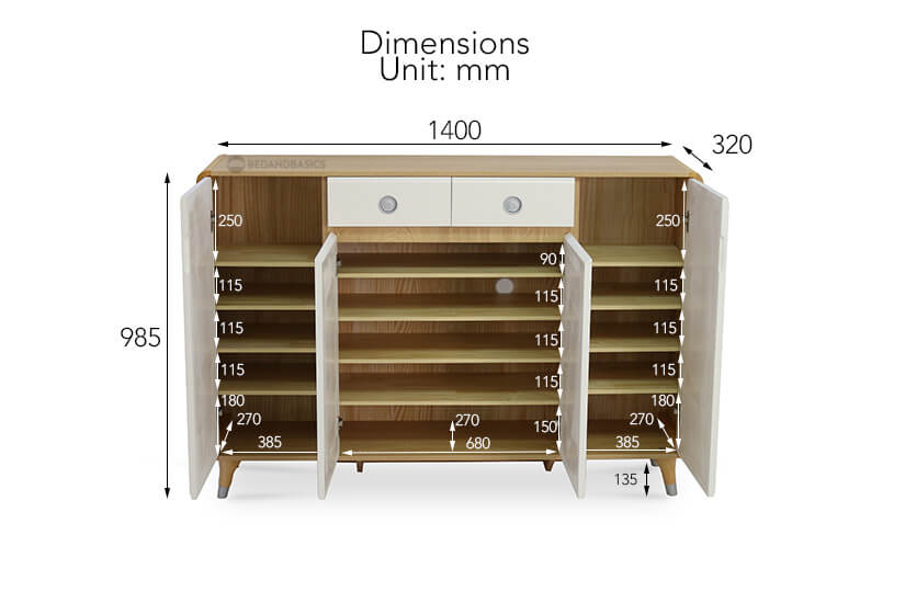 Noemi Shoe Cabinet overall dimensions