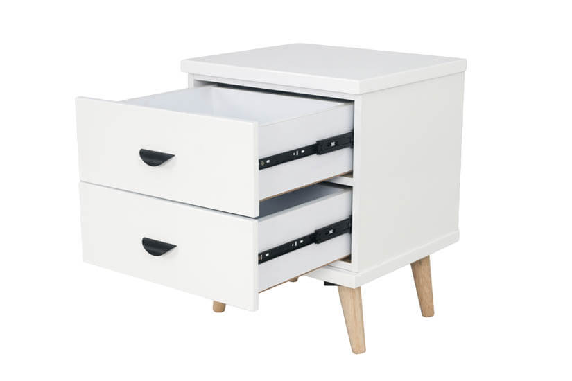 The side table has 2 large storage compartments to keep your living quarters neat and tidy.
