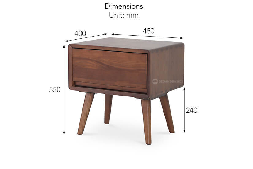 Burks Ash Wood Side Table overall dimensions.
