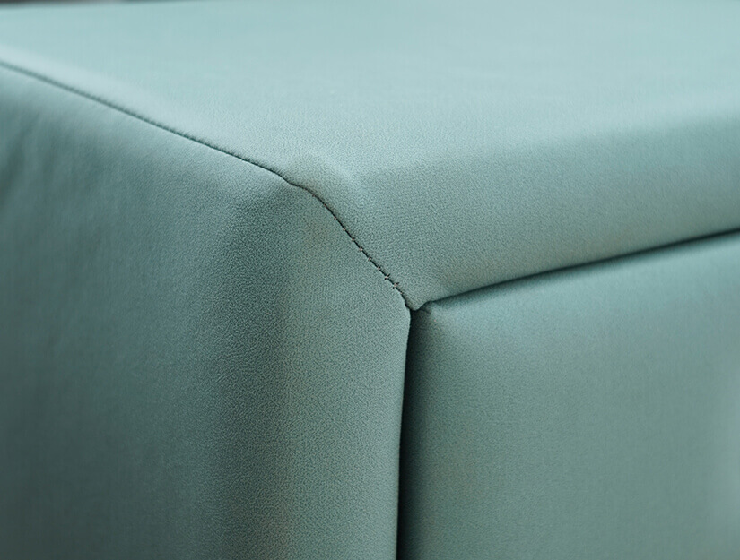 Hi-tech fabric. Texture & grain akin to genuine leather. More breathable & durable than genuine leather. Water & stain resistant.
