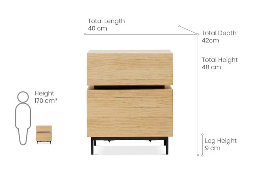 The dimensions of the Fluid Bed Side Cabinet. Shop bedroom furniture and side tables online in Singapore SG today!