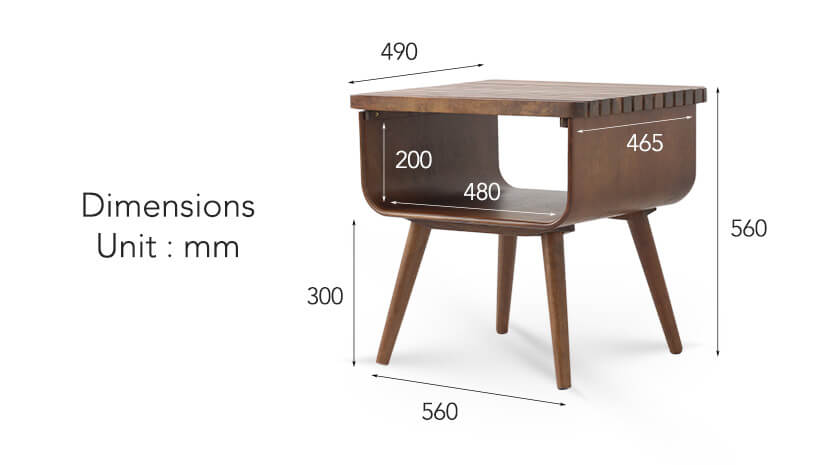 The dimensions of the Hema Solid Wood Side Table.