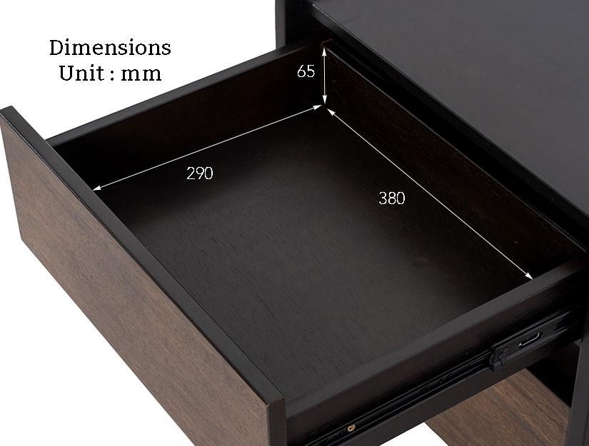 The top drawer dimensions of the Lucius Wooden Side Table