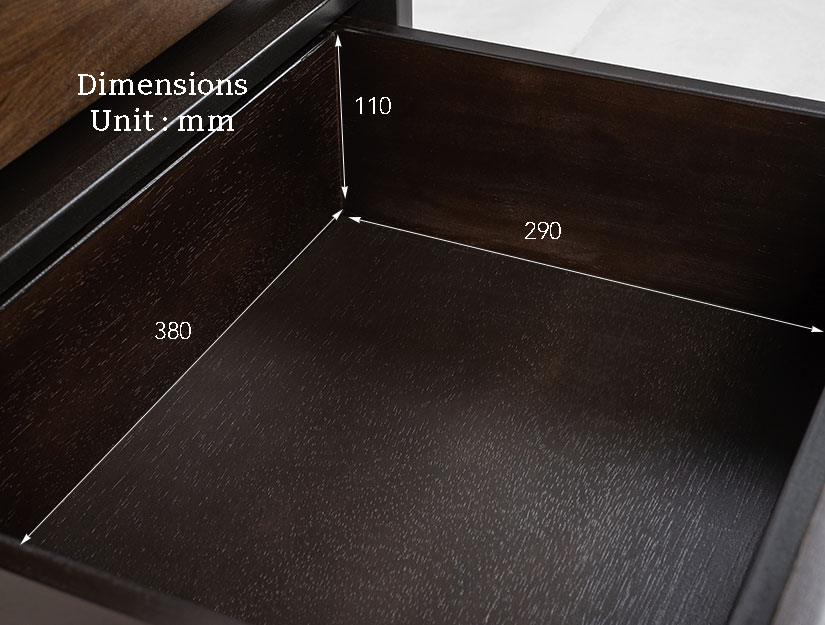 The bottom drawer dimensions of the Lucius Wooden Side Table