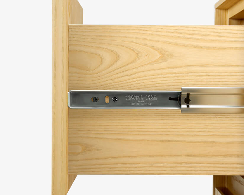 TEVEL drawer slides imported from Spain. High-quality. Durable. Ensures drawer slides out smoothly.