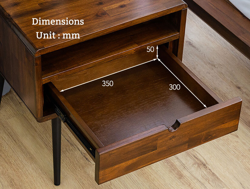 The internal dimensions of the Jesse Solid Wood Side Table.