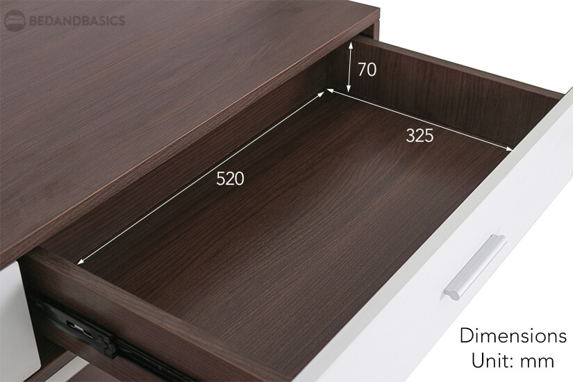 The pull-out drawer dimensions of the Euan Sideboard.