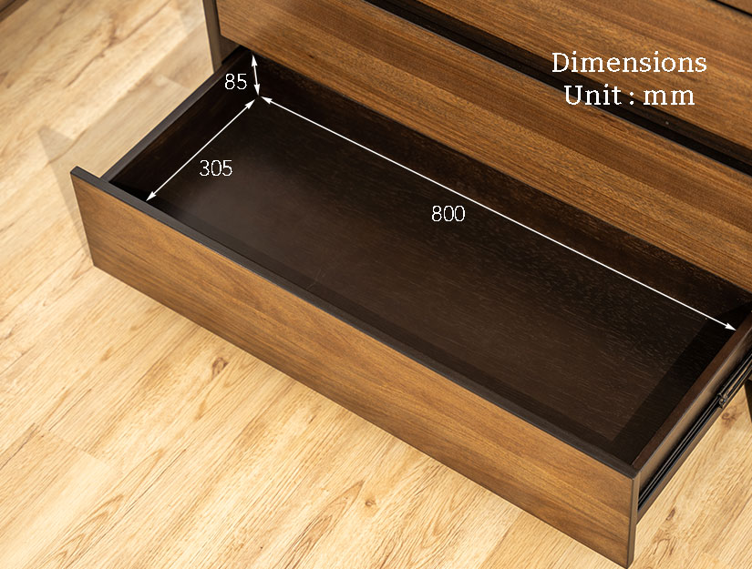 The drawer dimensions of the Lucius Wooden Chest of Drawers.