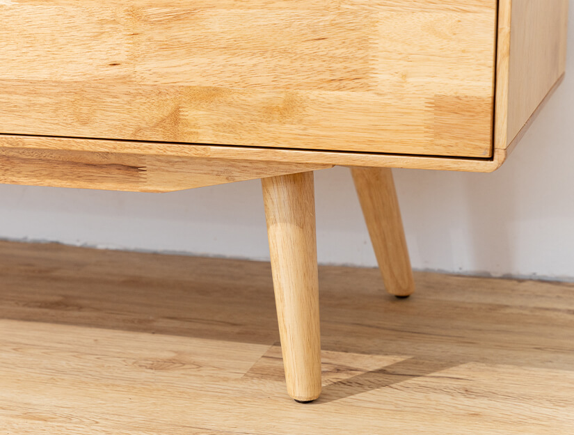 Angled solid wood legs. Sturdy and supportive.