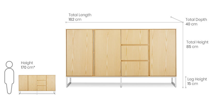 The dimensions of the Z-background sideboard.