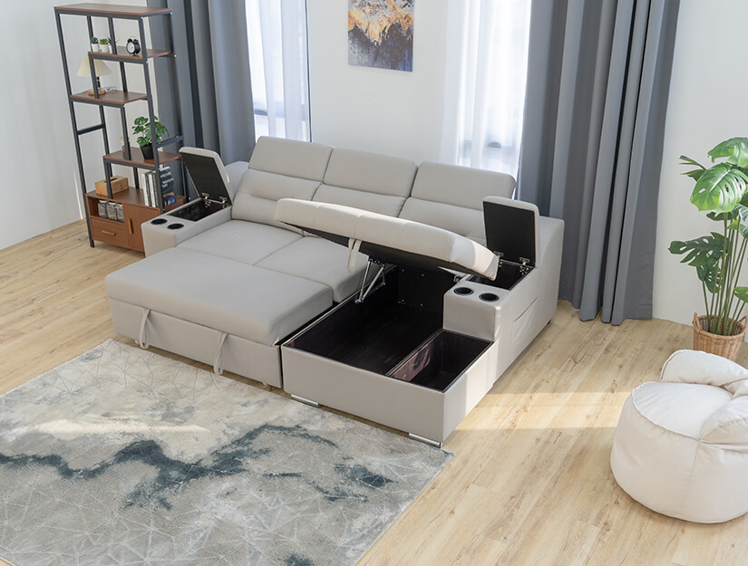 Space-saving storage sofa. Multifunctional & practical. 