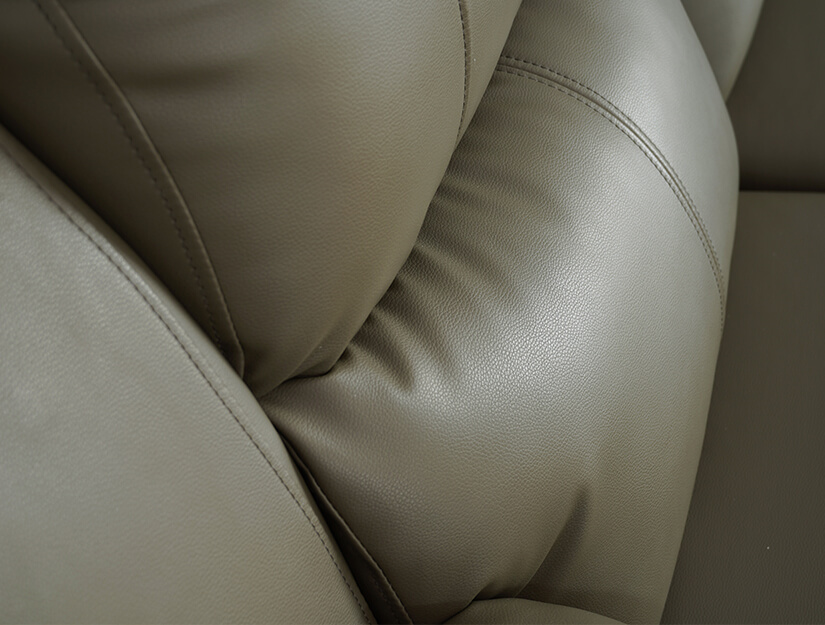 Upholstered with high-quality vegan PU leather. Natural leather texture and grain. 