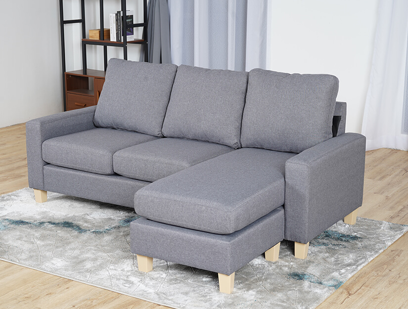 L shaped sofa. Spacious, modern design offers flexible seating. 