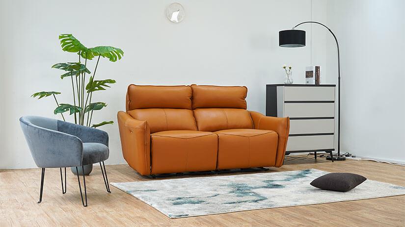 Leather recliner sofa. Minimalist modern design.