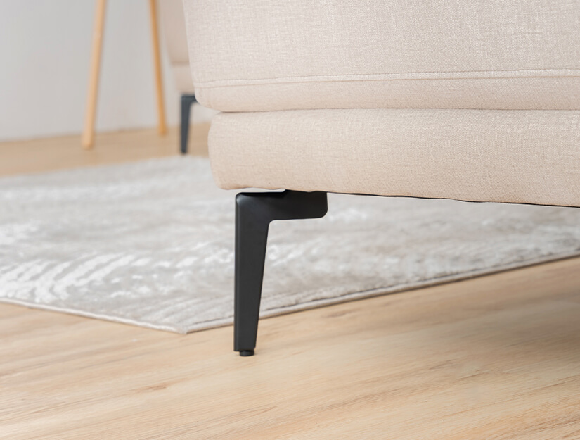 Slim tapered metal legs for a minimalist finish. Strong and sturdy.