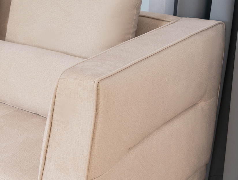 Intricate and elegant piping details outline the arm chair. Padded armrests for extra comfort when you sit.