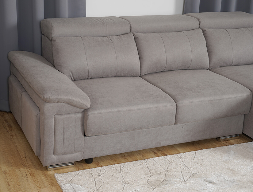 Upholstered in water & stain resistant fabric. Gorgeous sheen & texture. Soft & smooth.
