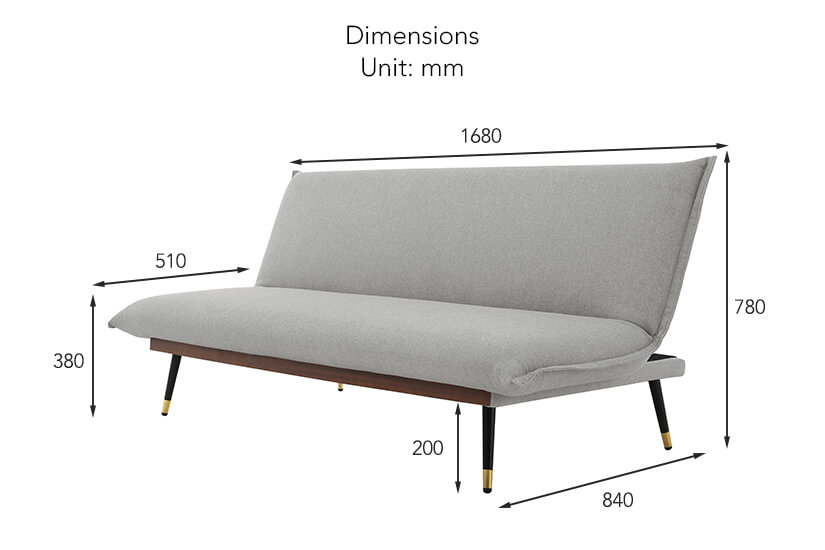 The dimensions of the Cyra Sofa Bed in the sofa style.